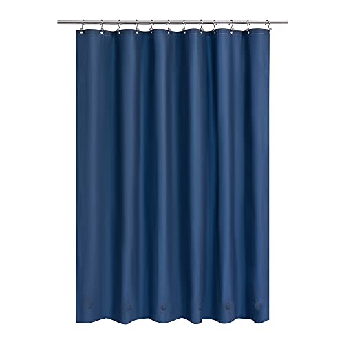 Image of Barossa Design Navy Shower Curtain Liner with 6 Magnets - Waterproof PEVA Shower Liner for Bathroom, 72 inch x 72 inch Standard Size, PVC Free, Metal Grommets - Navy Blue, 72x72