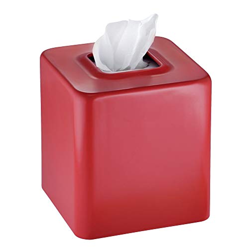 mDesign Modern Square Metal Paper Facial Tissue Box Cover Holder for Bathroom Vanity