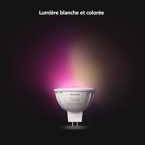Philips Hue White and Color Ambiance, ampoule connectée MR16, compatible Bluetooth, fonctionne avec Alexa, Google Assistant et Apple Homekit