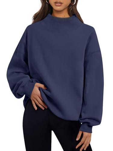 Trendy Queen Womens Oversized Sweatshirts Turtleneck Pullover Long Sleeve Hoodies