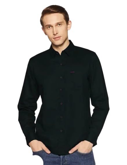 Image of Men's Cotton Casual Shirt, Brown, Full Sleeves, Regular Fit