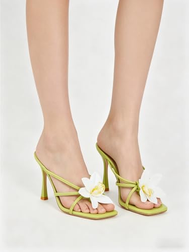 Image of MakeMeChic Women's Open Toe Floral Kitten Heels Flower Summer Beach Sandals