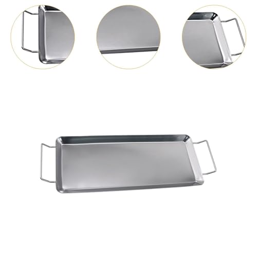 Chicken Wing Drip Pan Barbecue Grill Tray Grill Accessories with Handles Stainless Steel Roasting Pan for Camping Picnics