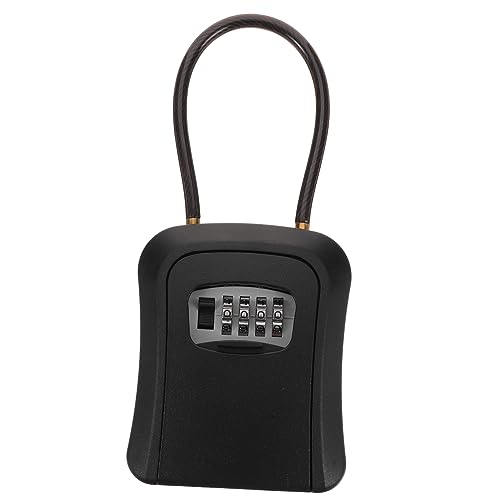 CAXUSD Caja Cuadro De Clave De Contraseña Llavero Retráctil Ganchos De Almacenamiento Tapones Cerradura De Combinación Cuatro Ocultador De Llaves Anillos Cerraduras Alambre De Acero Black