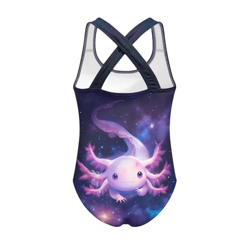 Image of Girls One Piece Swimsuits Axolotl Cross Back Swimwear Beach Summer Quick Dry Beach Bathing Suit