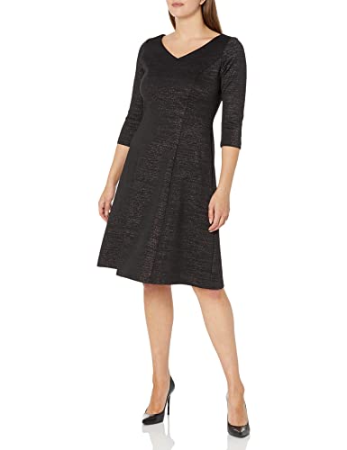 Image of S.L. Fashions Womens Stretch V-Neck Tea Length Dress