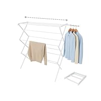 ABB4US | Tendedero Metálico Extensible y Plegable | 58–102 x 41,5 x 105,5cm | 2 Brazos para Perchas | Secar Camisas, Toallas y Prendas Largas | Compacto y Robusto | Blanco