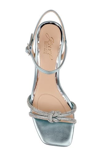 Image of Jewel Badgley Mischka Maci Metallic Sandal with Rhinestone Knot Detail