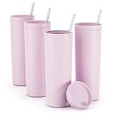 Maars Skinny Acrylic Tumbler with Lid and Straw | 18oz Premium Insulated Double Wall Plastic...