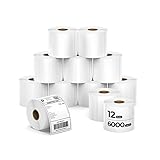 MUNBYN 4x6 Inch Direct Thermal Shipping Labels, 6000 Pcs/12 Rolls(500 Pcs per Roll), Shipping Label Paper for Thermal Printers