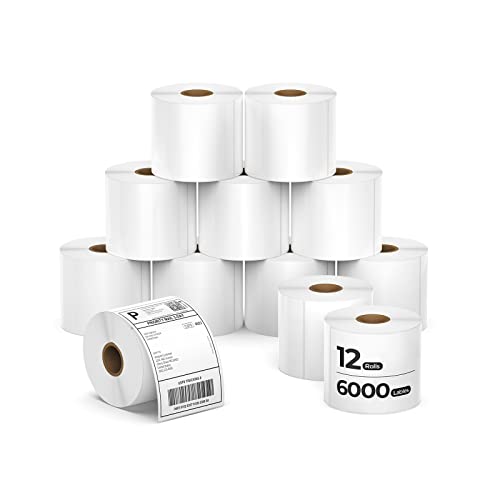 Image of MUNBYN 4x6 Inch Direct Thermal Labels, 6000 Labels /12 Rolls(500 Pcs per Roll), Shipping Label Paper for Thermal Printers, Permanent Adhesive Mailing Postage Labels for Shipping Packages