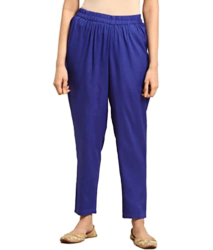 Image of rangita Women Rayon Solid Ankle Length Straight Pant