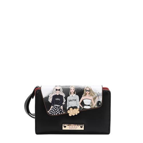 Nicole Lee NIKKY Small Bifold Wallet, 8 Card Slots, Wristlet Strap (TRIO)