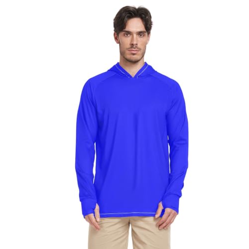 Sweat à capuche UPF 50+ homme bleu à séchage rapide pour le sport