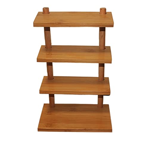 Expositor de decoraciones de madera tallada con tres niveles de diseño minimalista