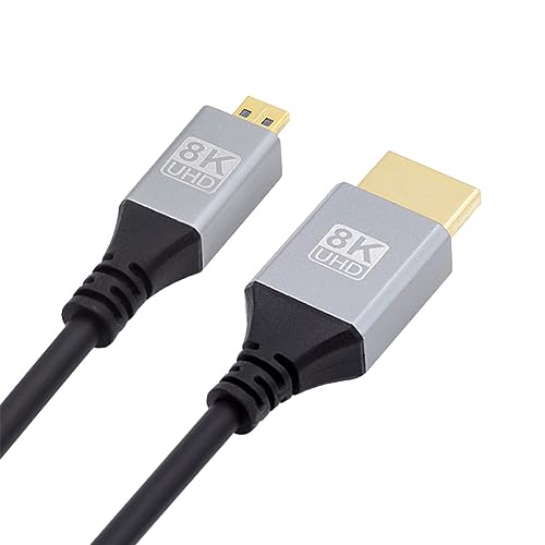 NFHK Micro HDMI 2.1 Ultra Thin HDTV Cable 8K 4K Hyper Super Flexible Slim Cord Type-A to Type-D for Camera HDTV 100CM