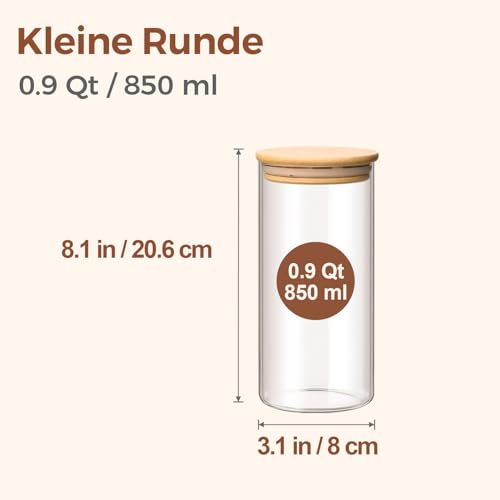 ComSaf Glasbehälter Vorratsgläser mit Deckel für Küche 850 ml, 3er Set – Ansicht 2