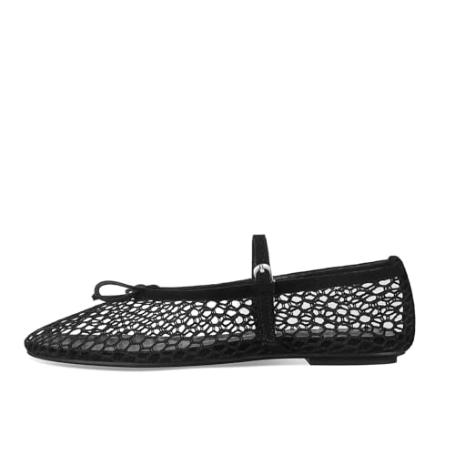 Image of MICIFA Women's Mesh Ballet Flats Fishnet Ballerina Flats Buckle Strap Mary Jane Causal Daily Dress Shoes