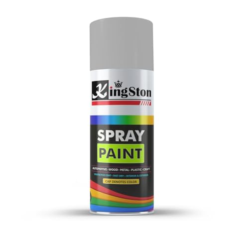 Image of Kingston Acrylic Spray Paint for Metal, Wood, Wall & Plastic, Multi-Surface DIY Paint, Quick Dry, Smooth Finish, 400ml Can, Medium Grey, 1 Pc