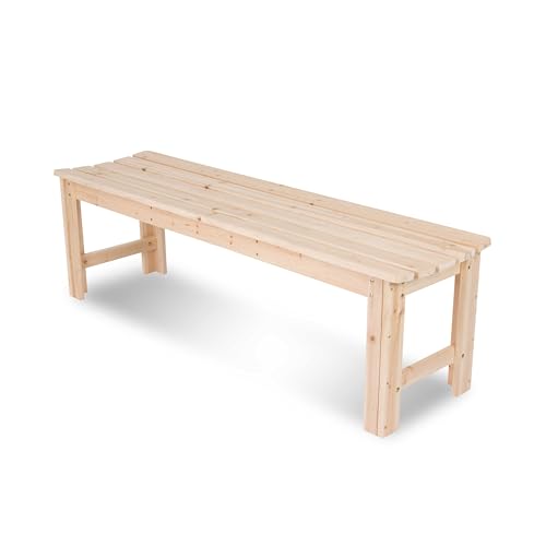 Shine Company Outdoor Wooden Backless Patio Garden Bench, 5 Ft, Natural