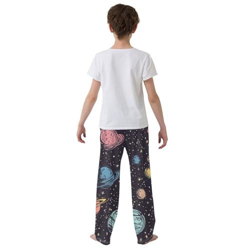 ZZXXB Space Planets Print Boys Long Pants Soft Trousers Elastic Waist Kids Lounge Bottoms with Pockets S-XL3