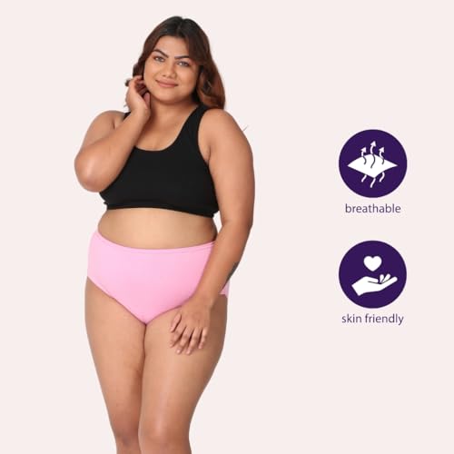 Image of Adira | 3XL to 10XL Cotton Panties for Women Plus Size | High Waist Panty with Full Coverage | Inside Elastic - No Elastic Exposure to Skin | Plus Size | Pack of 3