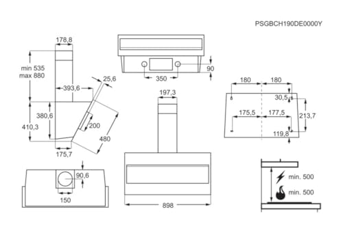 ELECTROLUX Hotte inclinée 90 cm 600 m3h / inox LFV319Y - vue 6