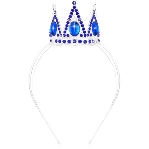 Velscrun Diadema de tiara de cristal azul oscuro, coronas para mujeres, tiaras de princesa y niñas, corona de reina de Halloween, tocados de quinceañera para cumpleaños, graduación, novia, boda