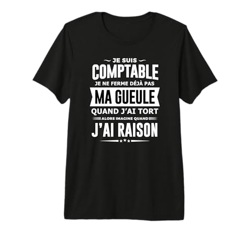 Comptable Je Ferme Pas ma Gueule Cadeau Compta Humour T-Shirt Haut de Gamme