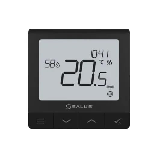 Salus SQ610RFB Wireless Smart Thermostat - Rechargeable ZigBee Heating Controller, App Control via Gateway, Multi-Room System Compatible, Black