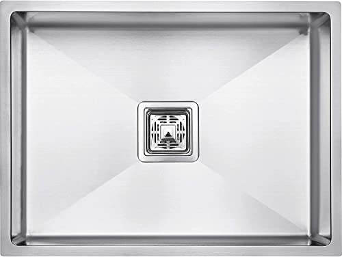 Image of ARQUIN Kitchen Sink 24X18X9 Inch Handmade Single Bowl Stainless Steel Sink || 25 Year Warranty || Matt Finish || Including Coupling, Waste Pipe, Fruit Basket Sinks