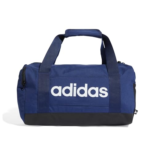 Adidas Unisex - Adulto Essentials Linear Duffel Bag, Dark Blue/White, XS