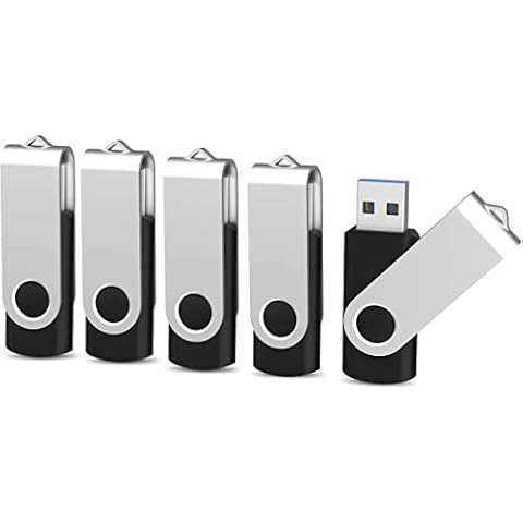 32GB USB 3.0 Flash Drive 5 Pack, KOOTION USB 3.0 Memory Stick with LED Indicator Swivel Thumb Drives Bulk U Disk 32GB Pendrive Jump Drive Zip Drive for Data Storage (32GB, 5 Pack, Black) Cover