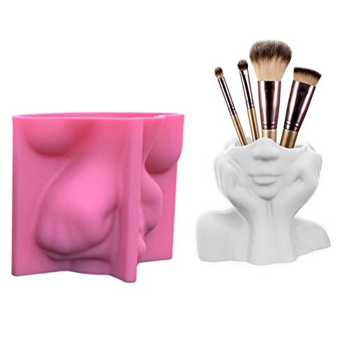 Xzbling Blumentopf Beton Gießform Süße Mädchen Gesicht Epoxidharz...