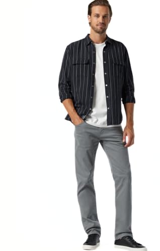 Mavi Zach Men's Straight Leg Pants, Regular Rise Twill Pants for Men, Grey Twill, Gray Work Pants, 28 x 32