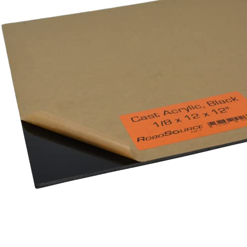 Image of Acrylic Plastic Sheet, Cast Acrylic for Laser Cutting /Engraving, Solid Vibrant Color, 12 inch X 12 inch X 0.118 inch (1 /8 inch), Plastic Sheet, Paper Film, Easy to Cut /Etch, DIY /Hobby, for Laser. (12x12, Black, 1)