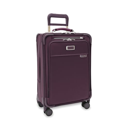 Image of Briggs & Riley Essential 22 inch Carry On Expandable Spinner - Luggage for Travel, Suitcases with Wheels, Softside Rolling Bag for Men & Women, Self-Repairing Zipper - Baseline Collection, Plum