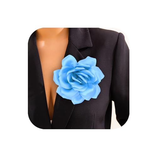 Image of Flower Brooch Pins for Women 5.5in Lapel Pins Large Rose Floral Brooches Dainty Satin Fabric Brooches Rose Flower Hair Clips Wedding Party Dance Clothes Accessories Jewelry