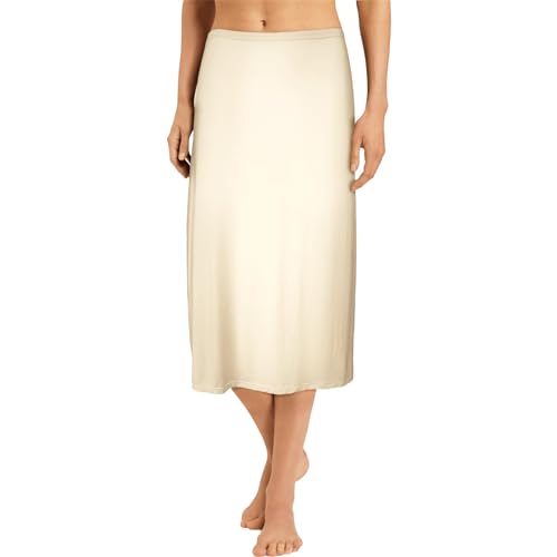 BestSale247 Damen Unterrock ca. 70 cm - Unterröcke Elegantes Unsichtbar Underskirt aus weichem Bambus Viskose (Beige S-M)