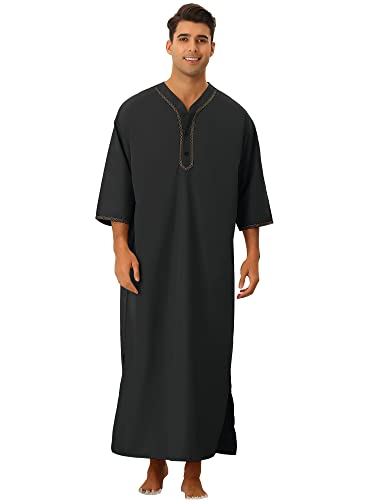 Lars Amadeus Loose Fit Nightshirt for Men's Short Sleeves Button Nightgown Loungewear Nightwear