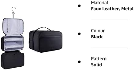 Toiletry Bag for Men, BAGSMART Travel Toiletry Organizer Dopp Kit Water-Resistant Shaving Bag for Toiletries Accessories PU Leather Black, Double-Layer