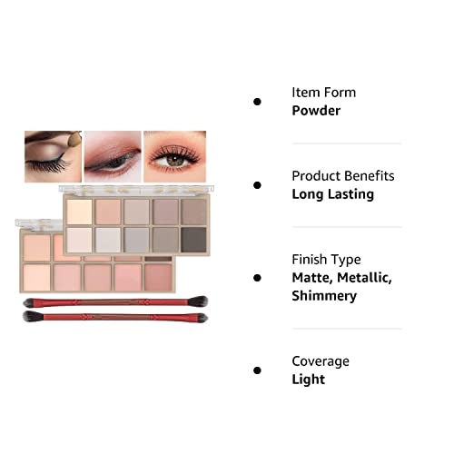 10 Colors Eyeshadow Palette Matte Nude Shimmer Matte Eye Makeup Palette,High Pigmented, Naturing-Looking, Ultra-Blendable,Long Lasting High ​Pigment Matte Eyeshadow With 2 Eyeshadow Brush (04+05) #TOP7