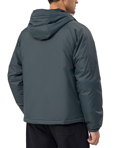 Image of Little Donkey Andy Mens Warm Recycle Insulated Jacket Hooded Lightweight Windproof Winter Coat Hiking Travel