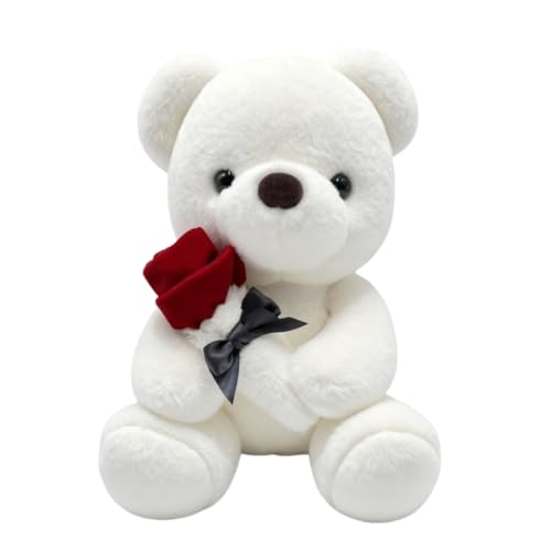 Fouvin Oso de Peluche con Rosa Regalo Emotivo de 23cm - Peluche Suave Decoración Habitación, Regalo Original para Mama, Niñas, Cumpleaños y San Valentín Fouvin Oso de Peluche con Rosa Regalo Emotivo de 23cm - Peluche Suave Decoración Habitación, Regalo Original para Mama, Niñas, Cumpleaños y San Valentín