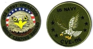 REENA Combo Round eagle US + US Navy Eagle Green (2 piece set) Sew on Patches Combo small for Clothes Jackets Pants Jeans Bags Boutique Multicolour DifferenT Stitching Patches set of Patches. Multiocolor (Combo Round eagle US + US Navy Eagle Green (2 piece set))