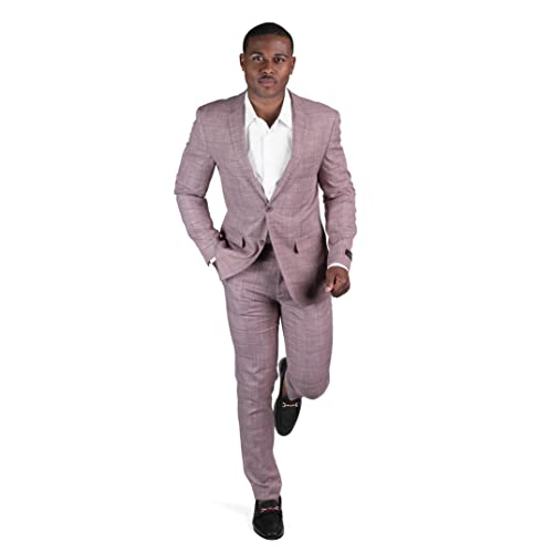 Slim Fit 2 Button Plaid Tweed Men's Suit Notch Lapel SD958182