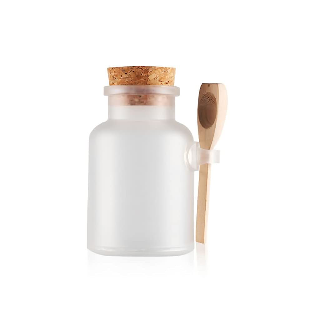 10 Stück 300ml Matt Transparent Kunstoff Badesalz Dose Leere Tiegel Dosen Cremedose Leerdose Kosmetische Salbe Bath Salt Behälter mit Kork-Verschluss Holzschaufel