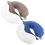 2 Pack Neck Pillow Replacement Cover Travel U Neck Pillow Case Cover Travel Neck Pillow Cover, U Shaped Neck Pillow Washable Cover Airplane Pillow Cover (Only Pillow Covers, No Filler)(Blue,Grey)