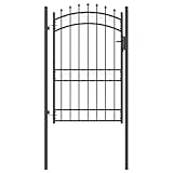 Gecheer Zauntor mit Spitzen Grau 200 x 100 cm Pulverbeschichteter Stahl, Gartentür Sicherheitszauntor für Gartenzaun Hoftor Einfahrt Grundstückssicherung42008991