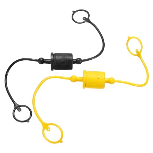 Image of HARFINGTON 2Sets 3 /4 Hydraulic Hose Dust Cap and Plug Kit, ISO-A Male Dust Cap & Female Plug Cover Quick Disconnects Air Coupler Cover Port Plug Fittings with Retention Ring, Black /Yellow
